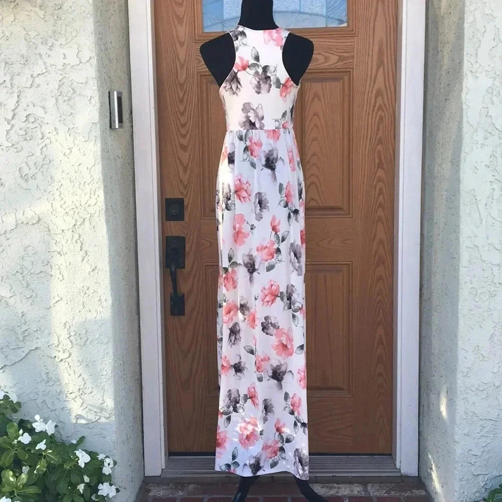 NewPink Blush Maxi Floral Maternity Dress - Picture 7 of 11